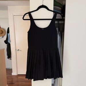 Aerie Black Sleeveless Pleated Tennis Dress